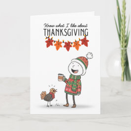 Thanksgiving Doodle Kaart met Koffie & Kalkoen
