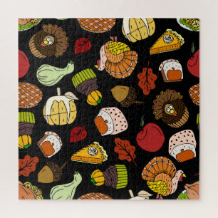 Thanksgiving doodles, feestelijke, handgetekende s legpuzzel