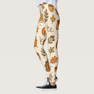 Thanksgiving Doodles Naadloos Patroon Leggings