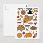 Thanksgiving Doodles schattig geïllustreerd Briefk Briefkaart (Voorkant / Achterkant)