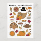 Thanksgiving Doodles schattig geïllustreerd Briefk Briefkaart (Voorkant)