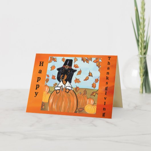 Thanksgiving Doxie Kaart (Voorkant)