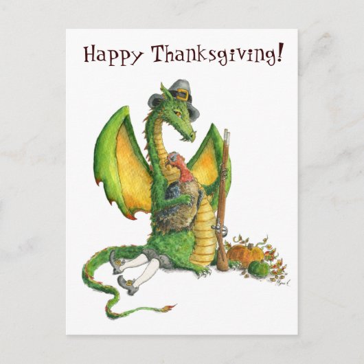 Thanksgiving Dragon-briefkaart Feestdagenkaart (Voorkant)