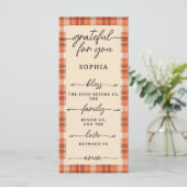 Thanksgiving Dubbelzijdig Menu & Plaatskaart Plaid (Staand voorkant)