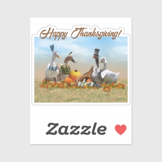 Thanksgiving Ducks - Pilgrims & Indians Sticker (Vel)