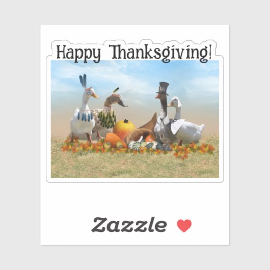 Thanksgiving Ducks - Pilgrims & Indiërs Sticker (Vel)