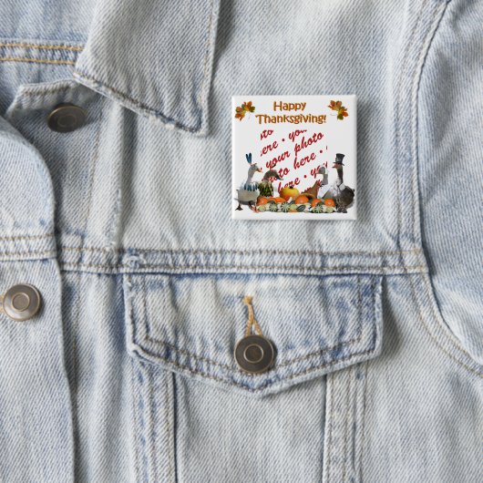 Thanksgiving Ducks Vierkante Button 5,1 Cm (In situ)