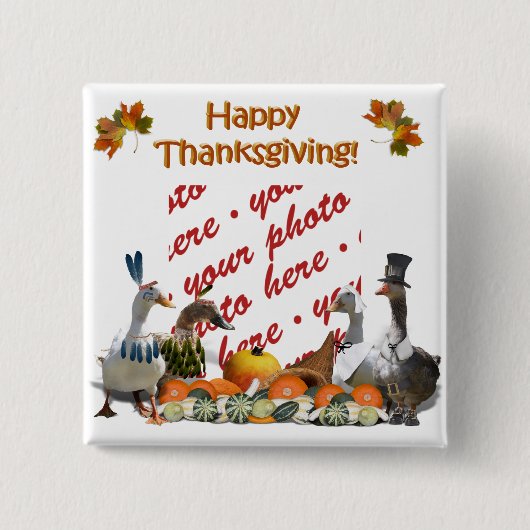 Thanksgiving Ducks Vierkante Button 5,1 Cm (Voorkant)