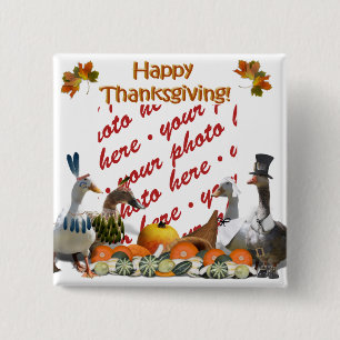 Thanksgiving Ducks Vierkante Button 5,1 Cm