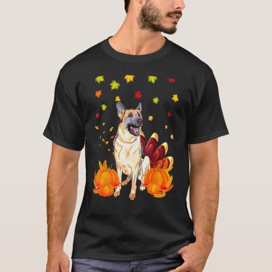 Thanksgiving Duitse herder - herfst kostuum kostuu T-shirt (Voorkant)