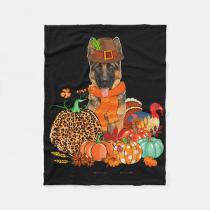 Thanksgiving Duitse herder met Turkije Herfst pomp Fleece Deken