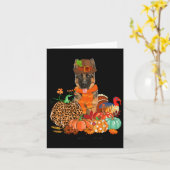 Thanksgiving Duitse herder met Turkije Herfst pomp Kaart (Gele Bloem)