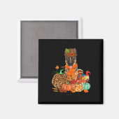Thanksgiving Duitse herder met Turkije Herfst pomp Magneet (Voorkant / Achterkant)