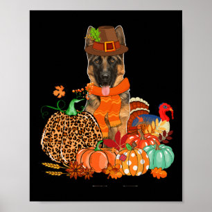 Thanksgiving Duitse herder met Turkije Herfst pomp Poster