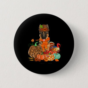 Thanksgiving Duitse herder met Turkije Herfst pomp Ronde Button 5,7 Cm