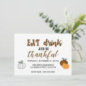 Thanksgiving Eat Drink en Thankful Party Kaart (Staand voorkant)