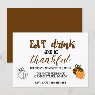 Thanksgiving Eat Drink en Thankful Party Kaart
