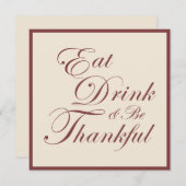 Thanksgiving ~ Eat Drink & Wees dankbaar Kaart (Voorkant / Achterkant)