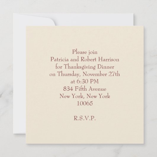 Thanksgiving ~ Eat Drink & Wees dankbaar Kaart (Achterkant)