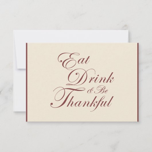 Thanksgiving ~ Eat Drink & Wees dankbaar RSVP Kaartje (Voorkant)