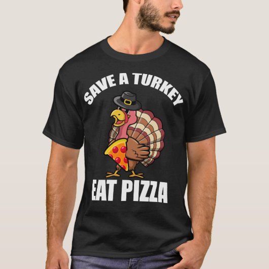 Thanksgiving Eat Pizza Funny Vegan Pilgrim T-shirt (Voorkant)