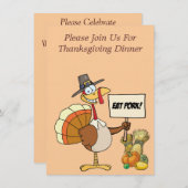 Thanksgiving Eat Pork Turkije Kaart (Voorkant / Achterkant)