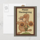Thanksgiving Eekhoorn Briefkaart (Voorkant / Achterkant)