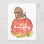 Thanksgiving Eekhoorn op Pompoen Briefkaart (Voorkant)