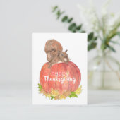 Thanksgiving Eekhoorn op Pompoen Briefkaart (Staand voorkant)