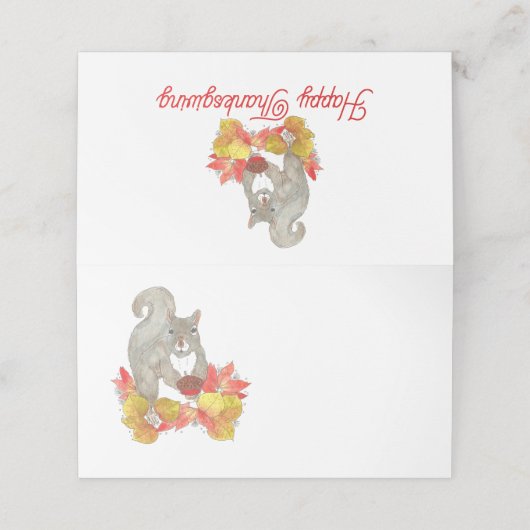 Thanksgiving eekhoorn Pecan Pie Plaatskaartje (Buitenkant ongevouwen)