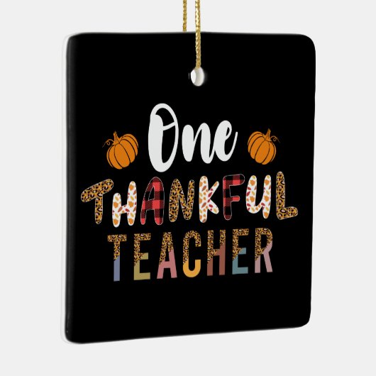 Thanksgiving Een Dankbaar Leraar Leopard Herfst Gr Keramisch Ornament (Rechts)