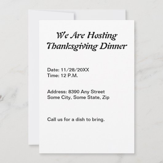  Thanksgiving Een groot Turkije diner, ZPR Kaart (Achterkant)