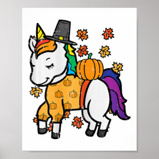Thanksgiving Eenhoorn Schattige Herfst Meisjes Kin Poster