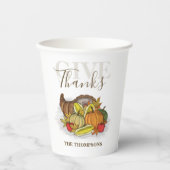 Thanksgiving Eenvoudige cornucopia Elegant geeft B Papieren Bekers (Voorkant)