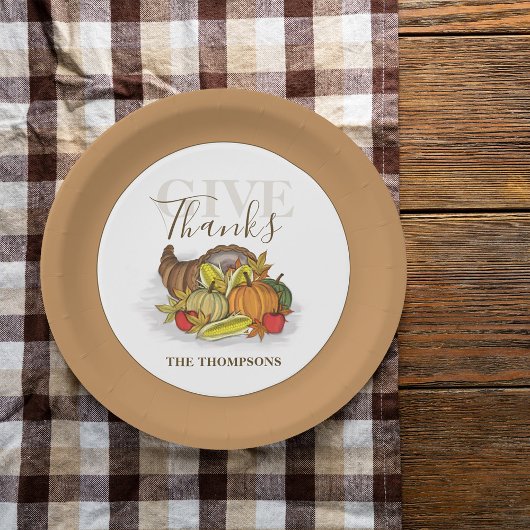 Thanksgiving Eenvoudige cornucopia Elegant geeft B Papieren Bordje