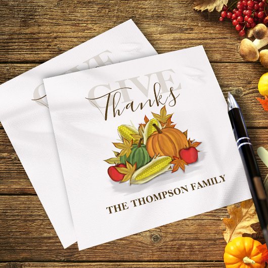 Thanksgiving Eenvoudige herfst oogst geeft Bedankt Servet