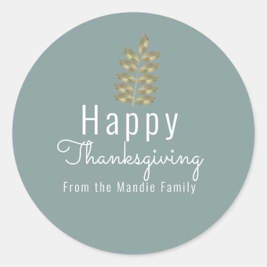 Thanksgiving Eenvoudige vertakking Leaf Gold Illus Ronde Sticker (Voorkant)