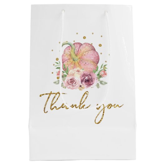 Thanksgiving Eerste Verjaardag Bedankt Pompoen Medium Cadeauzakje (Achterkant)