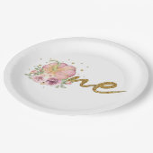 Thanksgiving eerste verjaardag pompoen roze goud papieren bordje (Gekanteld)