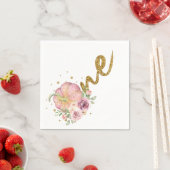 Thanksgiving eerste verjaardag pompoen roze goud servet (Insitu)