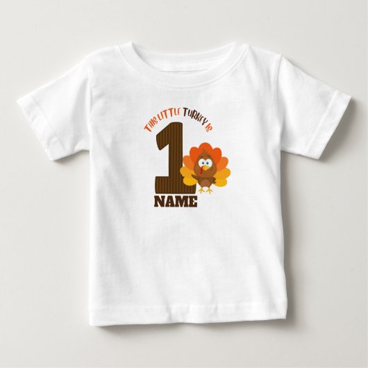 Thanksgiving Eerste verjaardag shirt kleine kalkoe (Voorkant)