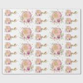 Thanksgiving Eerste Verjaardags Pompoen Roze Cadeaupapier (Vlak)