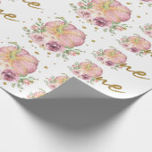 Thanksgiving Eerste Verjaardags Pompoen Roze Cadeaupapier (Hoek)