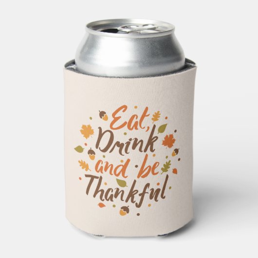 Thanksgiving eet, Drink en ben Thankful Blessings Blikjeskoeler (Blikje Voorkant)