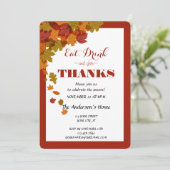 Thanksgiving Eet Drink & Geef Bedankt Herfstblader Kaart (Staand voorkant)