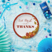 Thanksgiving Eet Drink & Geef Bedankt Herfstblader Papieren Bordje (Feest)