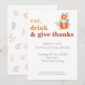Thanksgiving Eet, Drink & Geef Bedankt Uitnodiging (Voorkant / Achterkant)