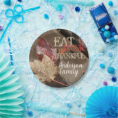 Thanksgiving Eet Drink Wees dankbaar Rustieke Foto Papieren Bordje (Feest)