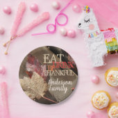 Thanksgiving Eet Drink Wees dankbaar Rustieke Foto Papieren Bordje (Feest)