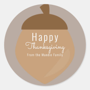 Thanksgiving Eikel Herfst Illustratie Ronde Sticker